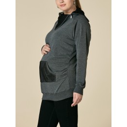 Блуза за бременни с черно джобче